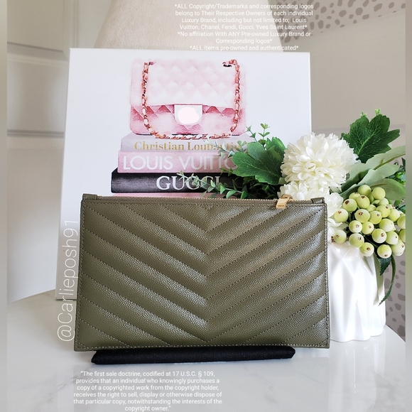 Authentic Pre-owned Yves Saint Laurent Grain De Poudre Bill Pouch Clutch - Picture 2 of 13